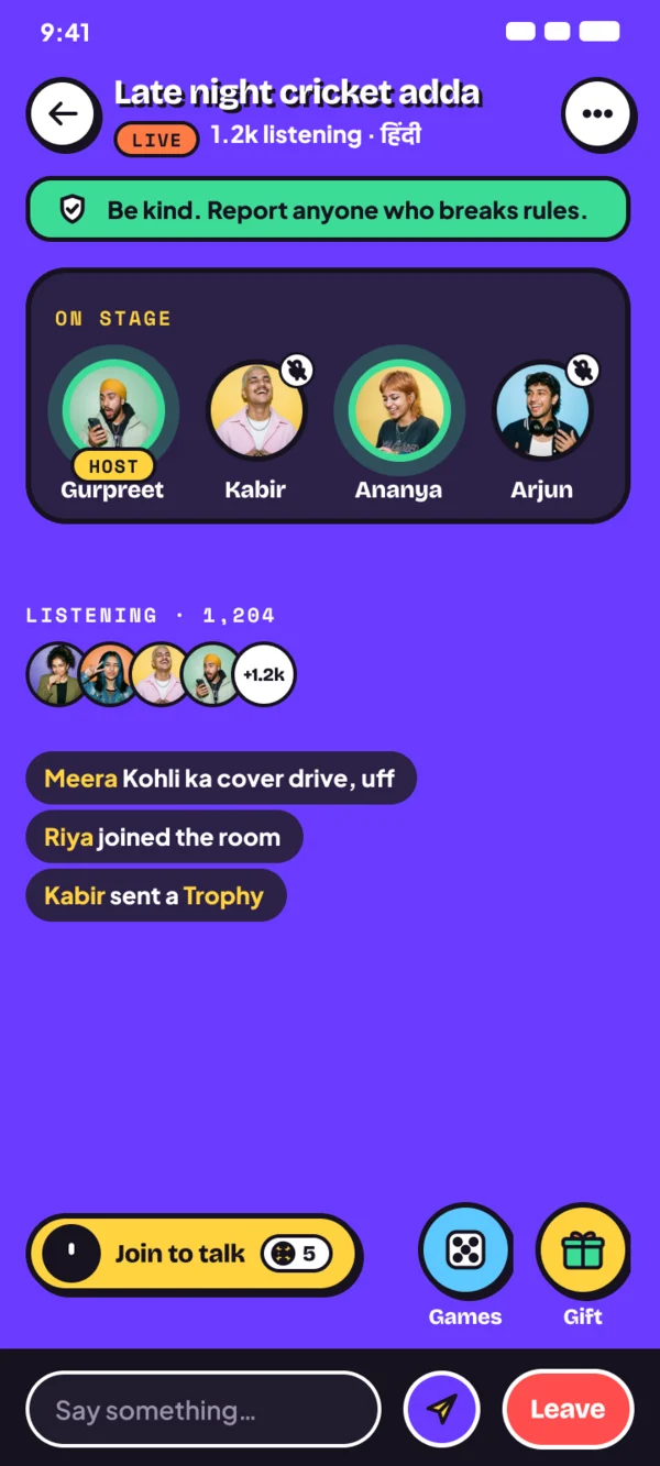 ChatMew audio room screen